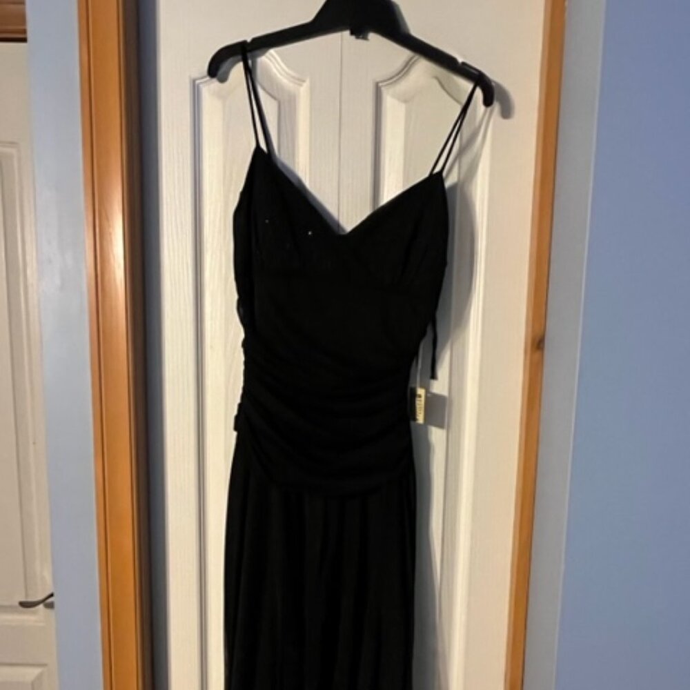 Black prom cocktail wedding dress with beadwork Size 8 with original Tag